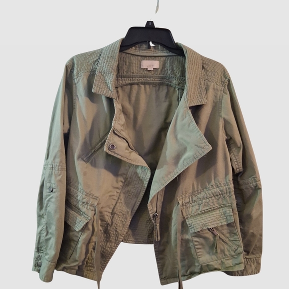 Ann Taylor LOFT Utility Jacket Women’s XS Olive Green Cargo Anorak Zip Front - Picture 2 of 6